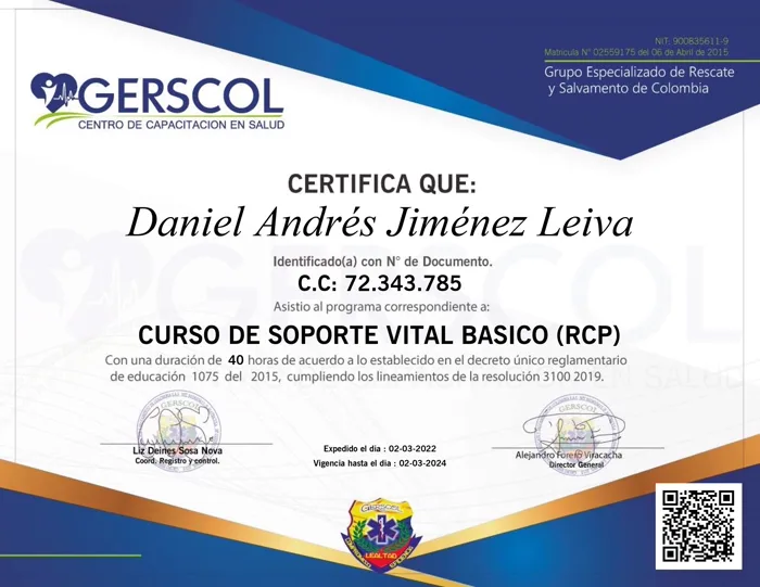 Curso de Soporte Vital Básico (RCP) — GERSCOL