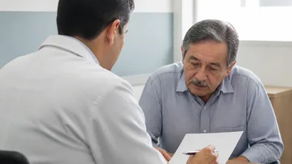 Cardióloga revisando con un paciente su planilla de control de insuficiencia cardíaca